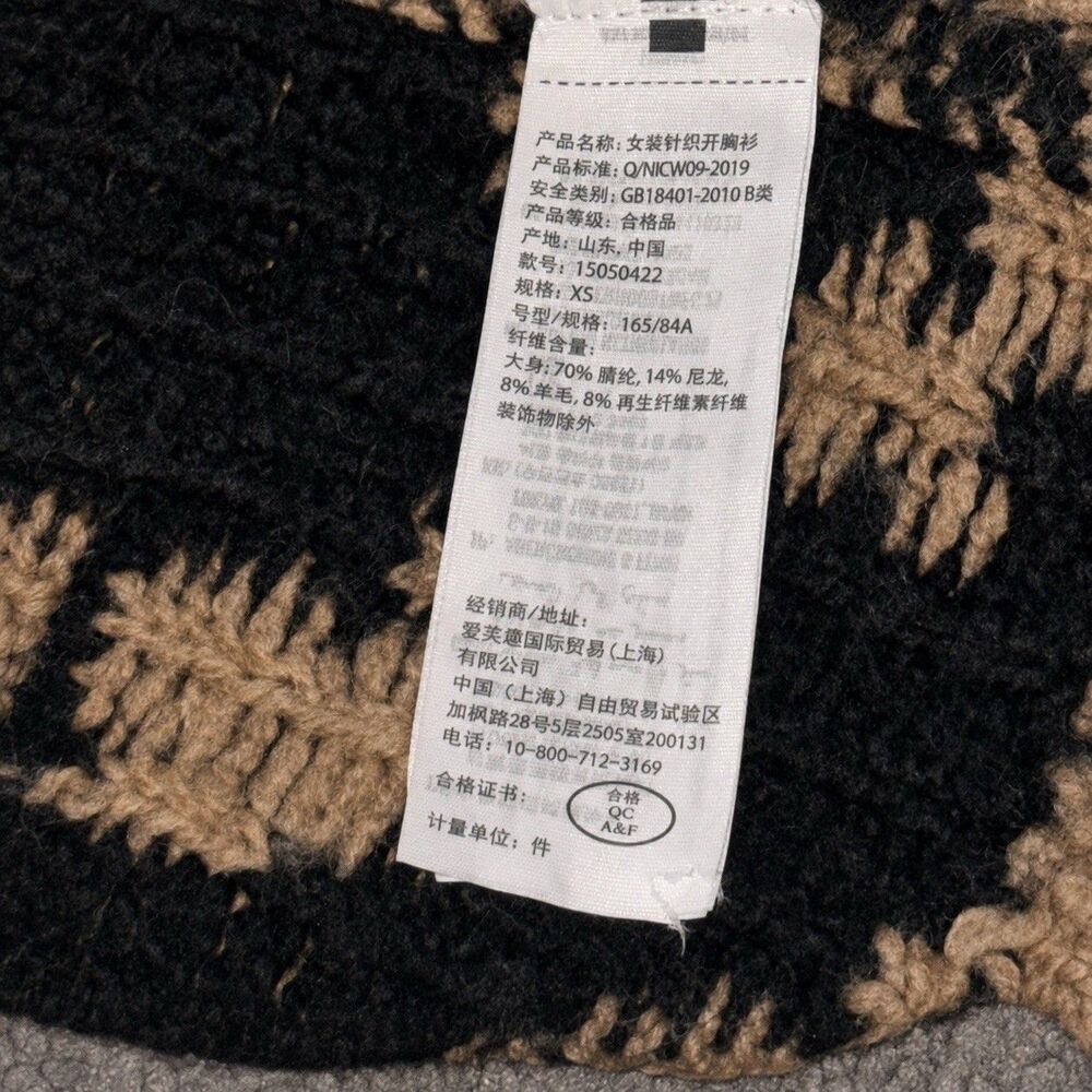 Abercrombie & Fitch Cardigan Womens XS Tan Black Leopard Wool Blend Open Front - Picture 7 of 8